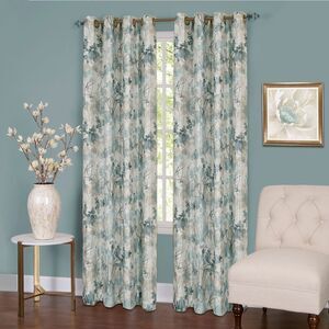 Mist Floral Window Curtain Panel: 50" x 63", Lined Blackout 8 Grommet Panel